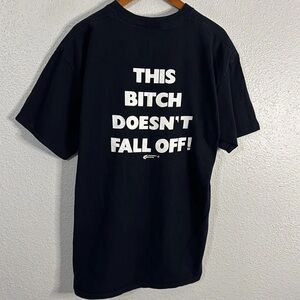 Fruit of the Loom Black Tee with Bold White Slogan